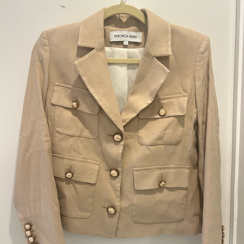 Veronica Beard Beige Blazer with Button Accents